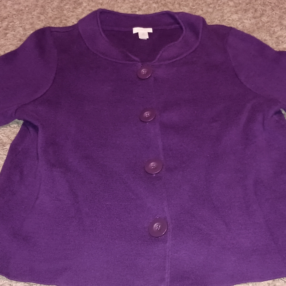 Women's Chico's Cardigan Sweater Size 2 Color Purple Buttons Business Casual...
